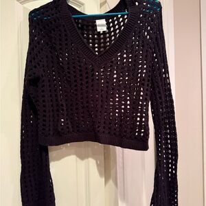 Wild Fable Black Open Knit Top